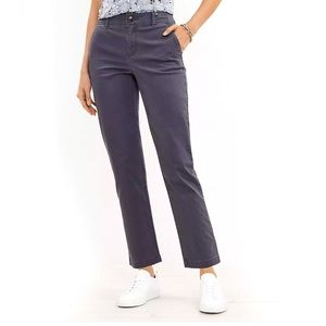 LOFT LINEN Cotton Blend Blue Boyfriend Slouchy Trousers  Pants Steel Blu…